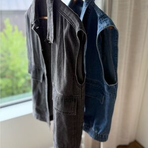 Sleeveless Denim Vests in Black and Blue